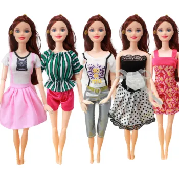 5 Ks Móda na Denné Nosenie Ležérne Oblečenie Vesta Košele, Sukne, Nohavice, Šaty domček pre bábiky Príslušenstvo, Oblečenie pre Bábiku Barbie