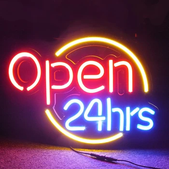 Vlastné LED Otvorená 24 hodín Hodín Neónový nápis Svetlo Neon Flex Ručne vyrábané Pivo Bar Shop, Logo Pub Obchod Club nočný klub