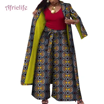 Africké Šaty pre Ženy Nohavice Vyhovovali 2021 Dlhá Srsť a Široké Nohavice s Pásom Jeseň Zima Teplé Oblečenie, Tlač Obleky, Oblečenie WY8479