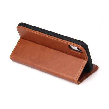 Kožené puzdro Pre iPhone XR Sloty pre Karty Ochranný obal, Magnetická príťažlivosť Kryt Prípade Peňaženky Flip puzdro pre Apple iPhone XR