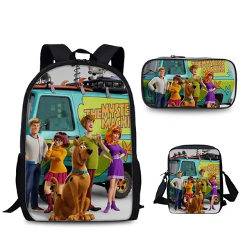 Film Protagonista Scooby-Doo 3DPrint 3ks/set Školské tašky Sady pre Dospievajúcich Chlapcov, Dievčatá Cartoon Primárne Základné batoh Školský batoh