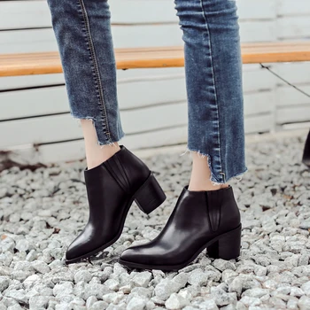 Donna-v Vôľa ženy kožené boot originálne kožené dámske topánky ukázal prst vysokom podpätku, členkové topánky klasické chelsea botičky