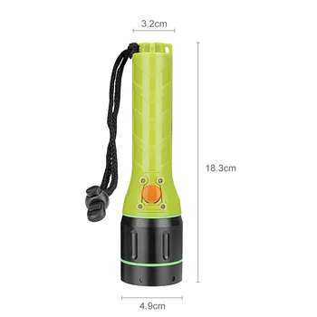 Profesionálny Hliníkový Potápačská baterka LED Podvodné fotografické Blesky Nepremokavé Nabíjateľná Ponoriť Lampy Baterky Postavený v Batéria