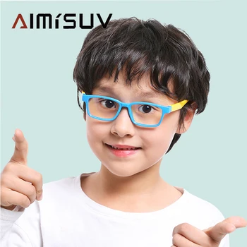 AIMISUV Ultralight TR90 Flexibilné Modré Svetlo Blokuje Okuliare Deti 2020 Námestie Herný Počítač Optika Jasné Okuliare Dieťa UV400