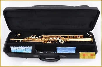 Vyrobené v Japonsku priama rúra soprán 475 Sax B Ploché Dychové hudobné nástroje profesionálnej triedy s puzdrom. Náustok Tŕstia