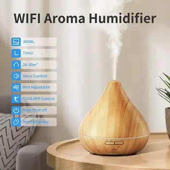 GX.Difúzor Portable Wi-Fi Smart Zvlhčovač Vzduchu Aromaterapia, Aróma Difuzér, 300 ML Elektrické Difúzor Vzduchu, Čistička Pracovať s Alexa