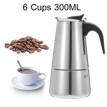 6 Šálok Odnímateľná kávovar Hrniec Mocha Espresso kávovar z Nerezovej Ocele Latte Filter Moka kávovar Banku pre Kuchyňa