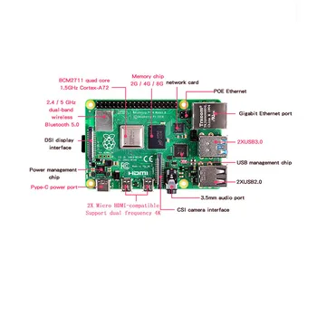 Originele Raspberry Pi 4 2GB 4GB 8GB +Hliníkové Puzdro + Chladič + 3A Prepínač Power+kompatibilný s HDMI Možnosť 64 32 GB Kartu |Reader