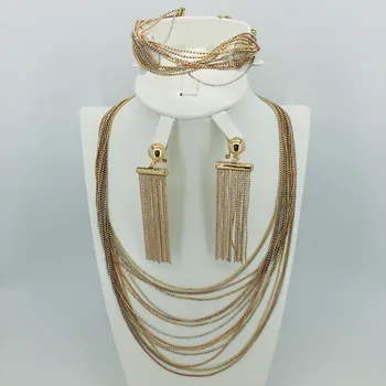 Dubaj náhrdelníky náušnice v zlatej farbe medi pre ženy Afriky/Nigérijský/Blízkom Východe svadobné/strana dary/svadobné šperky set