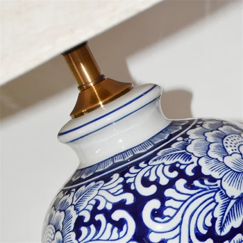Modrá A Biela Slivka Váza z Porcelánu Keramická stolná Lampa Pre Spálne Posteli Obývacia Izba Foyer Štúdia Stolná Lampa Nočné Svetlo TD100