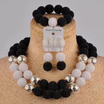 Red white afriky šperky nastavenie simulovanej pearl korálky nigérijský svadobný náhrdelník FZZ10