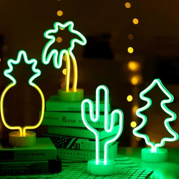 Neónový nápis Tabuľka LED Nočné Svetlo Kaktus Kokosový Strom Vianočný Strom, banány, Ananás, Neon Stôl, stolná Lampa Svetlo pre Festival Party Decor