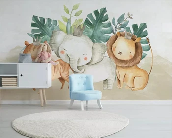 Beibehang Vlastnú tapetu Nordic Moderný Jednoduchý Roztomilé Zviera Slon, Lev detskej Izby Pozadí nástennú maľbu 3d tapety