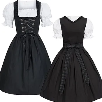 Nový Ženy Lete Vintage Lolita Šaty Klasické Čierne Vrstvené Predné Krajky-Up Krátky Rukáv Sladké Luk Roztomilý Šaty Gotické Šaty Plus Veľkosť