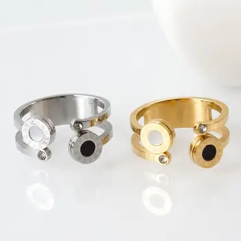 Luxusné Značky Duté Čierna Biela Shell Krúžok Otvorí Zlaté Prstene Pre Mužov, Ženy, Svadobné Party Krúžok Šperky Darček Vintage