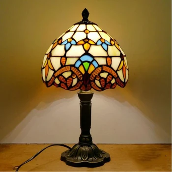 WOERFU Diffany stolná Lampa 20 cm Lampa Tvar Živice Základ E27 Spálňa Nočná Lampa Módne Nastaviteľné Svetlo Retro Stolové Lampy
