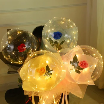 1Set LED Bobo Transparentné Balóny Valentína, Svadbu, Narodeniny, Party Dekorácie Dodávky DIY Latexové Balóny Hélium Ballon