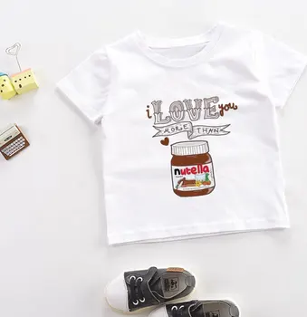 Harajuku Dizajn Dievčatá Oblečenie Tlačí Zábava Čokoládovou Omáčkou Chlapci Tshirts Módne Deti Topy Kolo Krku Bežné Biele Detské Košele