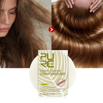 11.11 PURC Organické vlasy kokosový kondicionér bar ručné pevné vlasy kondicionér mydlo hlboko hydratačný pre suché/poškodené vlasy starostlivosť