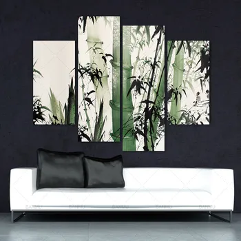 Plátno na Stenu obrázok 3 Panel Tradičnej Čínskej Maľby Na Plátne Bambusu Vytlačiť Plátno Home Decor Art modulárny obraz bez rámu