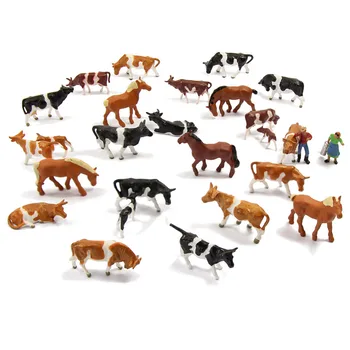36pcs 1:87 Miniatúrne Dobre Maľoval Model Kone, Kravy Model Čísla Farmy Scenérie Krajiny Rozloženie Zvieratá AN8707