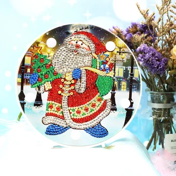 Shirliben Vianoce, Halloween Diy Diamond Maľovanie Led Svetlo Nočné Lampy Mandala Plný Prilepili Maľovanie Vianočný Darček Santa Muž
