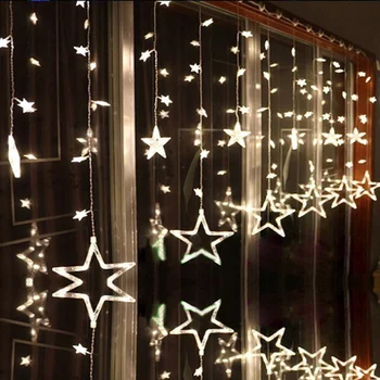 Vianočné Rozprávky Svetlá Vlkovcový Led Reťazec Svetlá Star Garland Okno Opony Výzdobu Halloween Party Svadobné Osvetlenie