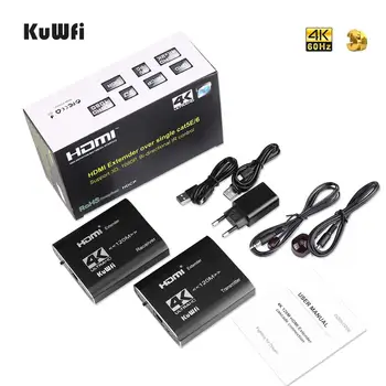 KuWFi 4K HDMI Siete Extender Cez Jednom Cat5e/Cat6 Kábel siete Ethernet RJ45 120M IR Diaľkový Vysielač, Prijímač pre PS4