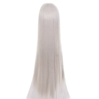 Ccutoo krásne tipy 100 cm Striebro Šedá Dlhé Rovné Syntetické Vlasy dávnych javor vdovský vrchol Cosplay Parochňu tepelnú Odolnosť Vlákniny
