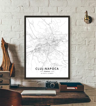 Paríž Cluj-Napoca, Rumunsko Mapa Plagát