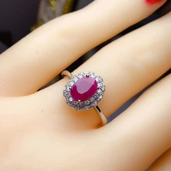 CoLife Šperky Klasické Ruby Krúžok pre Denné Nosenie 5*7mm Prírodné Nepriehľadné Ruby Silver Ring 925 Striebro, Šperky, Ruby Drahokam Krúžok