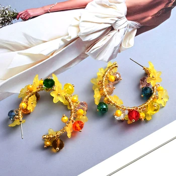 Nový Dizajn Ručné Farebné Kryštály Okrúhle Náušnice Vysokej Kvality Módny Trend Pendiente Príslušenstvo Šperky Pre Ženy