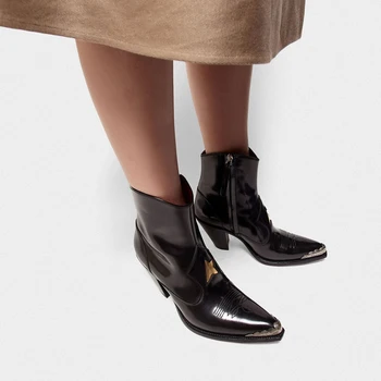 Vintage dámske topánky Európskych a Britských ručne vyrábané kožené topánky s hrubou podpätky a vysoké podpätky nový knight boot členková obuv