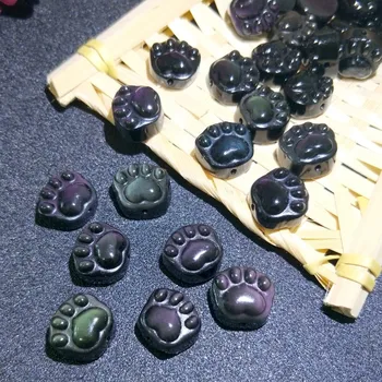 Jeden kus voľné korálky obsidian mačka nohy 15 mm vyrezávané prívesok prírody na výrobu šperkov náhrdelník 14inch FPPJ veľkoobchod