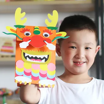 3D animovaný Zvierat, Papierové Vrecko Strane Bábky Deti Kreatívne Puzzle DIY Rekvizity Deti Plavidlá, Hračky Mš Ručné Materiál Tašky