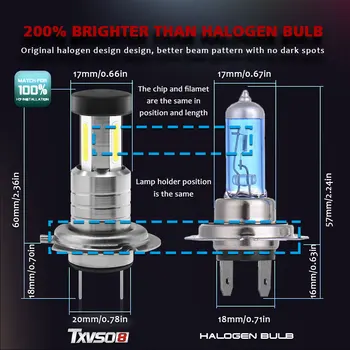 12V 24V 2 ks 55W led auto light led žiarovka H7 20000LM Vysoký jas tri-obojstranný LED čip 360 stupeň osvetlenia, bez slepej uličky.