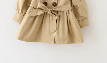 2020 Pevné Dievčatá Kabát Pás Módne Dlhý Rukáv Deti Bundy Dievčatá Oblečenie Na Jeseň Deti Vrchné Oblečenie