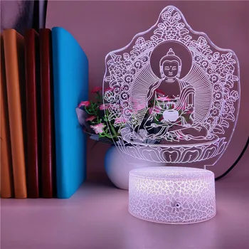 Svätý Buddha Nočného 3D Led Rodinný Stôl Lampa Cestovanie so suvenírmi Dom Dekorácie 7 Farieb Akryl Nočného Smart Phone Control