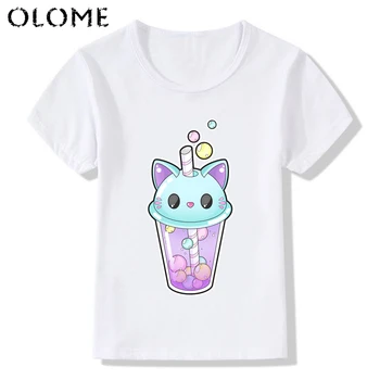 Kawaii šálku Čaju tlač, Baby, dievčatá, chlapci T-Shirt deti hot predaj roztomilý Letné Tričko legrační Farebné bubliny Deti O-Krku Bežné Topy