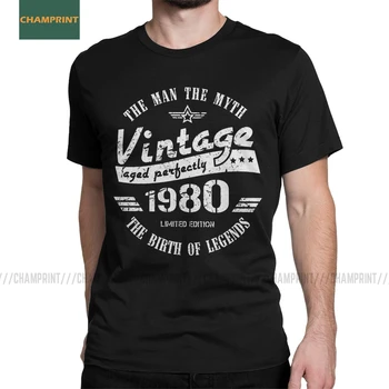 Pánske Retro Vintage 1980 T Shirt 40. Narodeniny Darček Čistej Bavlny Topy Krátky Rukáv O Krku 40 Rokov Tees Veľká Veľkosť T-Shirt
