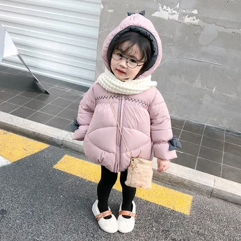 Dievča Kabát kórejský Dole Bavlnená Bunda Detské Zimné Bavlna Dole Vetrovka