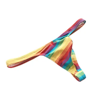 Pánske rainbow prekladané tangá hot bavlna zdvihol tangá pre pevné a pohodlné pánske T nohavice novú kolekciu nízka-v strede zúžený