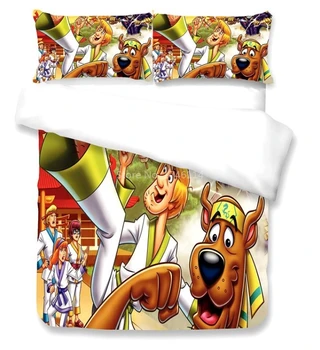 Roztomilý Scooby Doo 3D animovaný posteľná bielizeň Nastaviť Cumlík Kryt Perinu Set pre Chlapcov a Dievčatá Twin Plný Kráľovná King Size Postelí Nastaviť