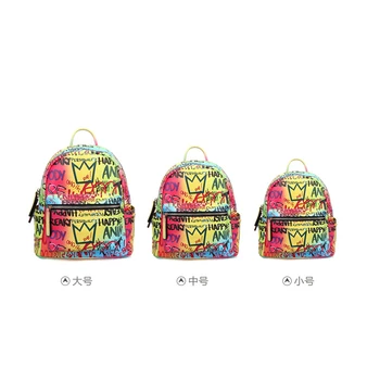 Luxusné Pu Kožené Ženy Batohy Vysoko Kvalitné Dámske Graffiti Cestovná Taška na Prenosný počítač Bežné Dizajnér Školské Tašky pre Dospievajúce Dievčatá