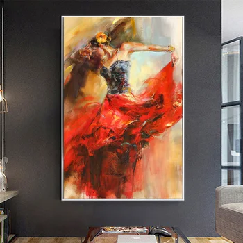 Abstrakt Tanec Balerína Dievča, olejomaľba na Plátne Škandinávskych Plagáty a Tlačí na Steny Umenie Obrázok pre Obývacia Izba Cuadros