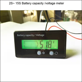 1 až 15S batérie indikátor napájania pre Lítium-Iónové batérie 7.4 V 48V 12V 13V napätie a prúd meter pre Lifepo4 alebo Olovené batérie
