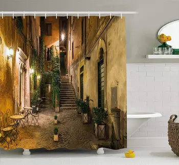 Staré Nádvorie Taliansko Kaviareň Stoličky Mesto, Historické Domy v Ulici, Kúpeľňa Decor Oranžová Hnedá