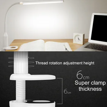 Tabuľka LED Stolná Lampa Dotyk Klip Štúdia Svetla na Čítanie, USB Nabíjateľné kancelársky Stôl Svetlo Spálňa Žiarovka Stmievač Plynulou Stmievateľné