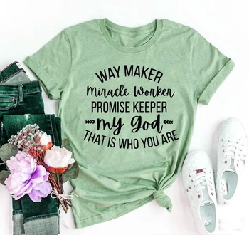 Dámske Módne Krátky Rukáv Spôsobom Maker divotvorca Písmená Tlačené Kresťanské Náboženské T-shirt slogan tees unisex citát topy