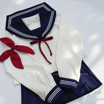 Japonské Školy JK Uniformy Námorník Tmavomodrý Oblek kórejských Študentov Anime, Karneval, Party, Cosplay Kostýmy Dievčatá Sukne, Topy Oblečenie Set sa